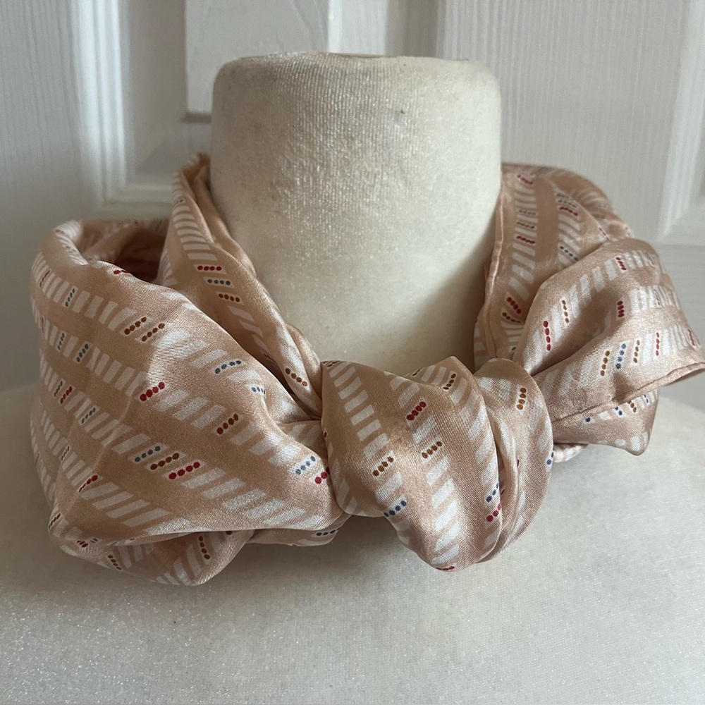 Vintage Echo Beige Patterned Scarf Rectangle Stri… - image 2